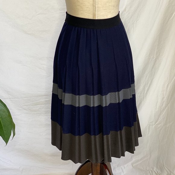 PANIZ Pleated Dual Stripe Skirt - Picture 6 of 8